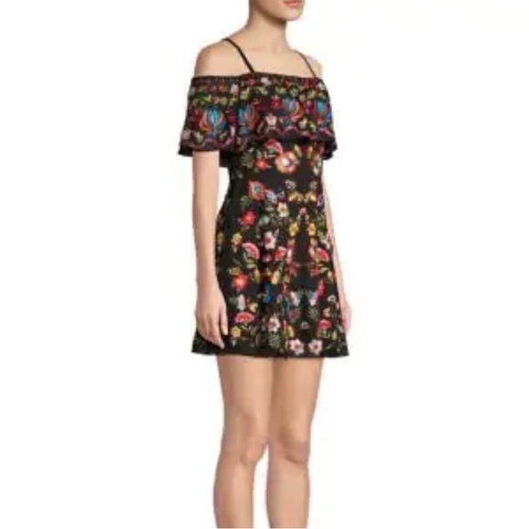 NWOT Alice and Olivia Floral Embroidered Mini Dress - Size 8 - Picture 2 of 13
